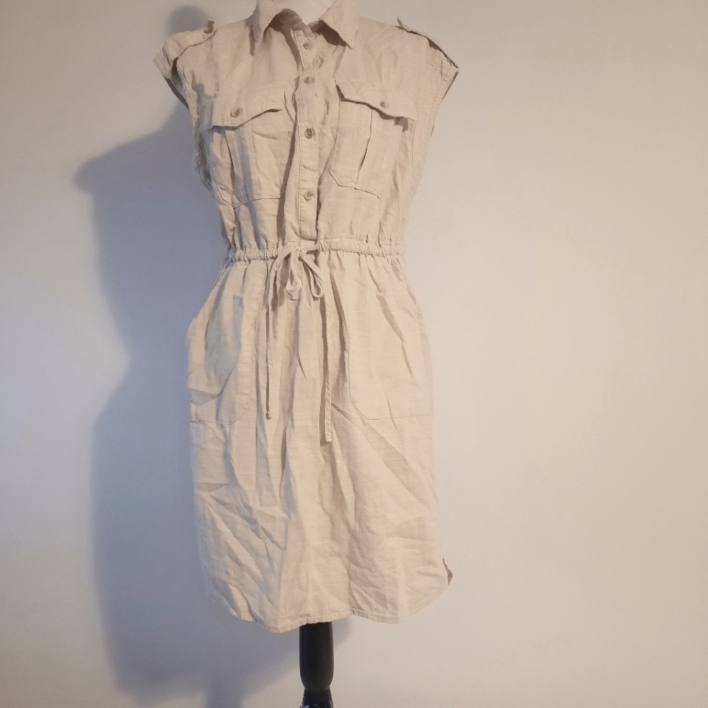 Casual Beige Button-Down Dress Size Large